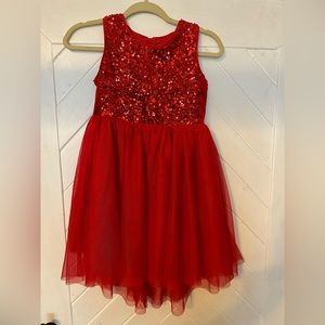 Girl’s cat & Jack Brand sz M 7/8 Red Sequin and tulle Dress